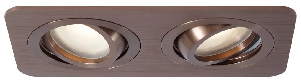 Set de 6 spoturi încastrate rotunjite, bronz închis, GU10 50mm, pivotante și înclinabile, IP44, 2 lumini - Alberto