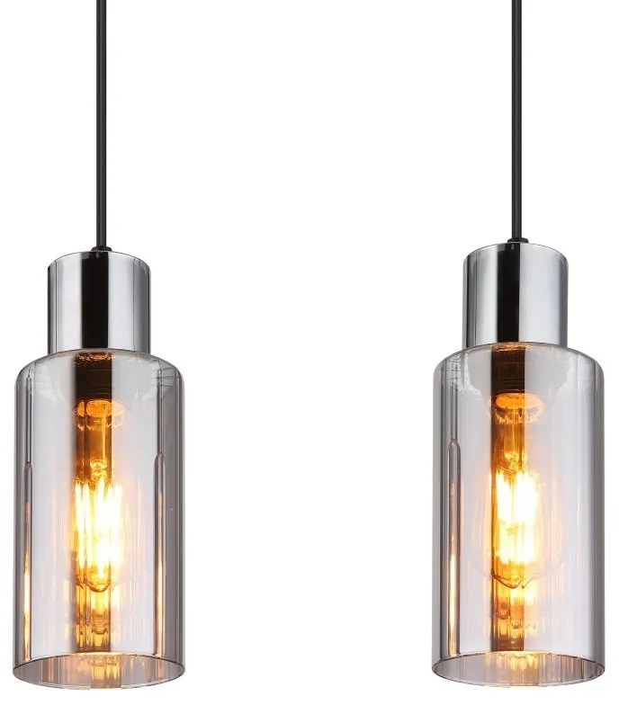 Lustra suspendata design modern LIDARIA 4L negru/fumuriu