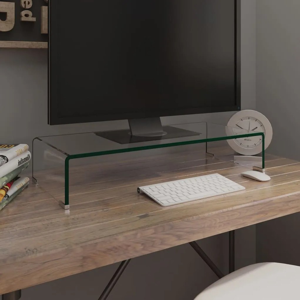 244128 vidaXL Stand TV/Suport monitor, sticlă transparentă 70x30x13 cm