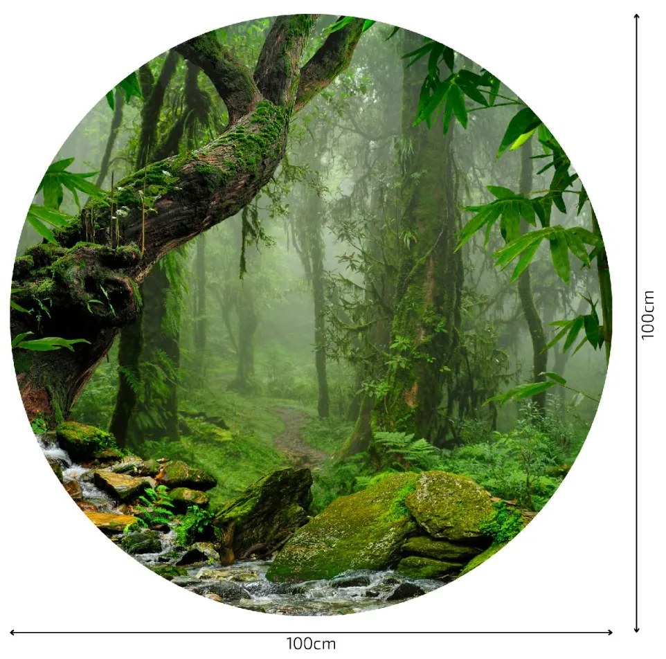 PIPPER. Autocolant circular de perete „Junglă misterioasă” mărimea: 100cm