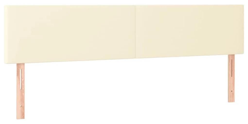 Pat box spring cu saltea, crem, 180x200 cm, piele ecologica Crem, 180 x 200 cm, Design simplu