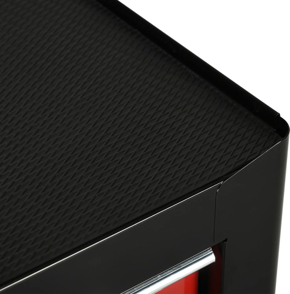 HOMCOM Cărucior pentru scule pe roți, Servantă de atelier din oțel 5 sertare închidere cu 2 chei, 61,5 x 33 x 82,5 cm, roșu | Aosom Romania