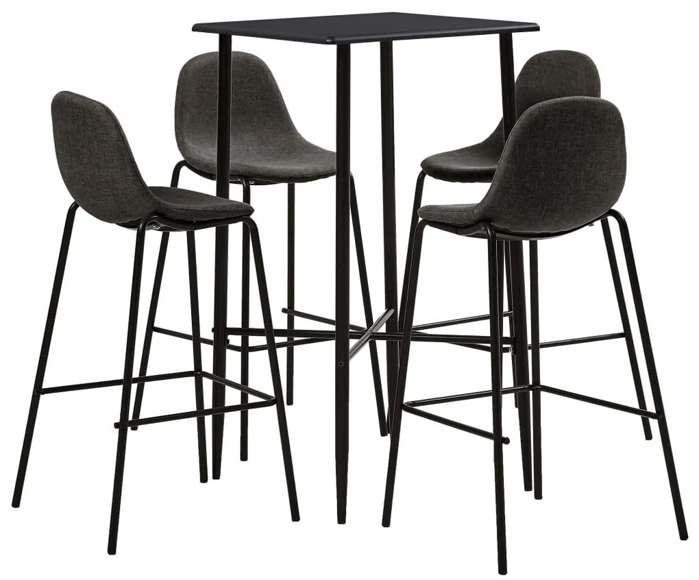 vidaXL Set mobilier de bar, 5 piese, gri închis, material textil