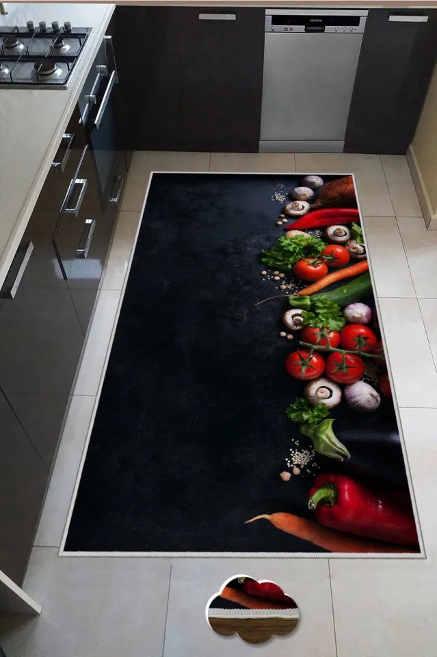 Covor Bucatarie WOOKECE224, 60x100 cm, Poliester