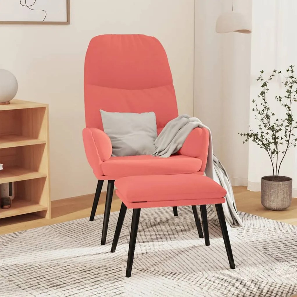 3097357 vidaXL Scaun de relaxare cu taburet, roz, catifea