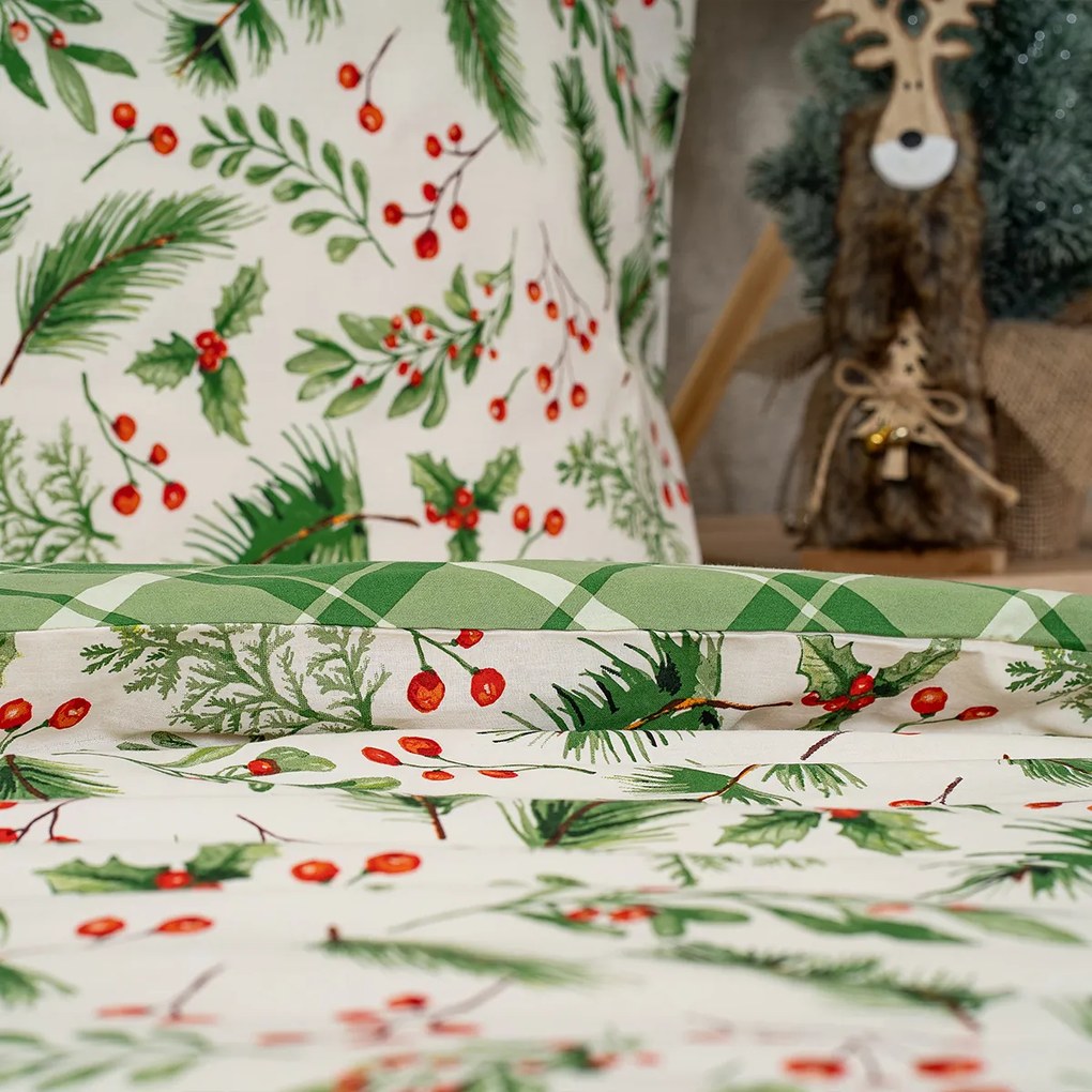 Lenjerie de pat din bumbac 4Home Scotch verde, 140 x 200 cm, 70 x 90 cm