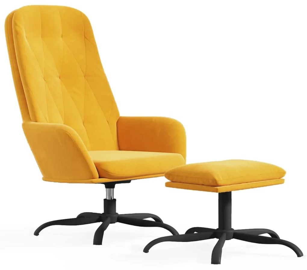 3097637 vidaXL Scaun de relaxare cu taburet, galben muștar, catifea