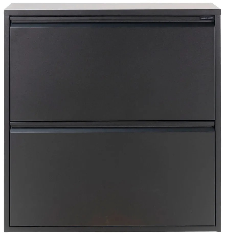 Pantofar negru cu deschidere înclinată din metal 75x77,5x22,5 cm Billy – Spinder Design