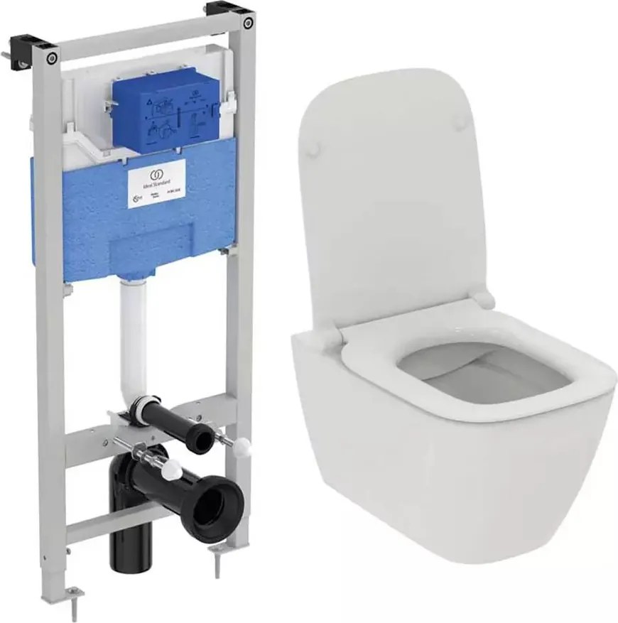 Set rezervor WC cu cadru Ideal Standard ProSys si vas WC I.Life B cu capac softclose alb