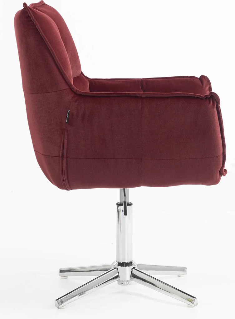 HR560CROSS Scaun Catifea Bordo Merlot cu Bază Cromata