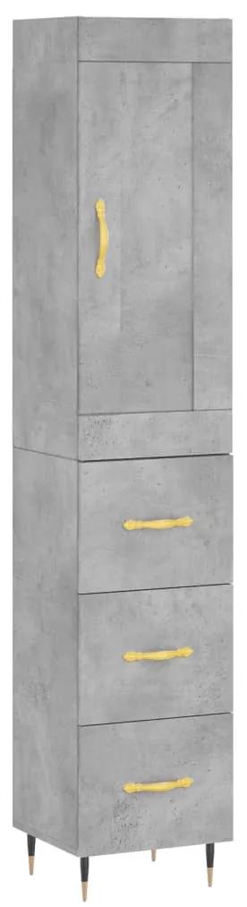 3200181 vidaXL Dulap înalt, gri beton, 34,5x34x180 cm, lemn prelucrat