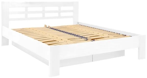 Pat matrimonial din lemn masiv cu spațiu de depozitare ANGELA 180x200 cm alb