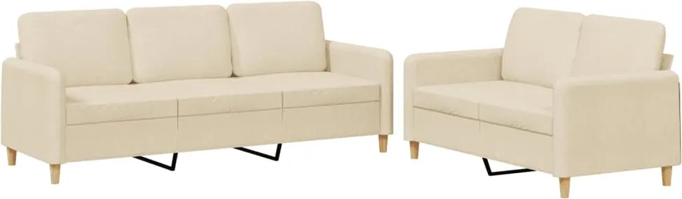 vidaXL Set de canapele cu perne, 2 piese, crem, textil