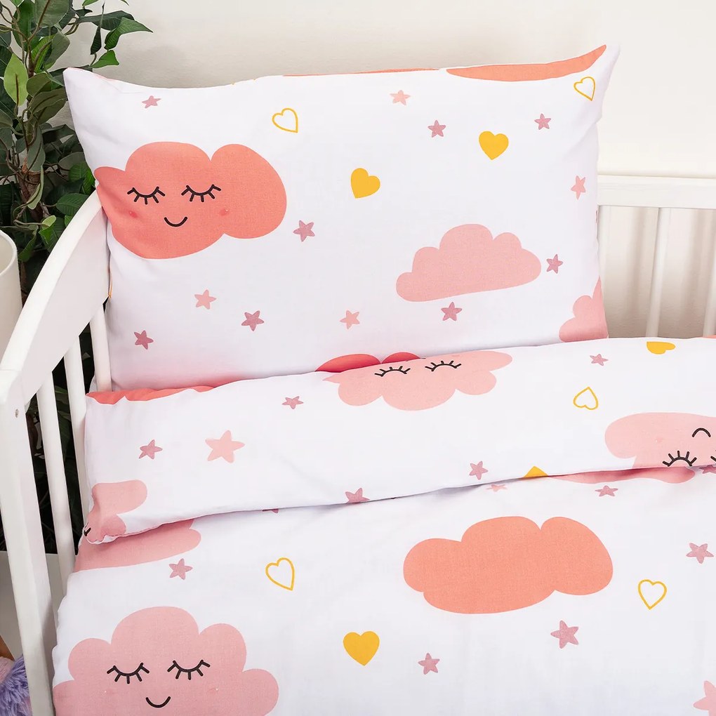 Lenjerie de pat 4Home de bumbac pentru pătuț Pink Clouds, 100 x 135 cm, 40 x 60 cm, 100 x 135 cm, 40 x 60 cm