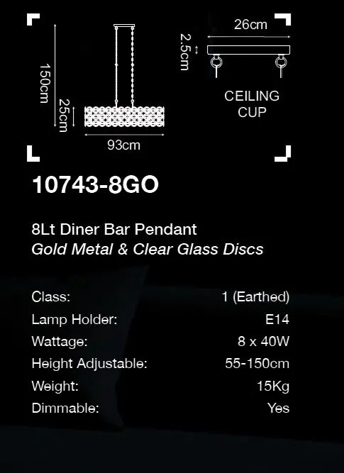 Lustra suspendata ovala design elegant Belle 8LT