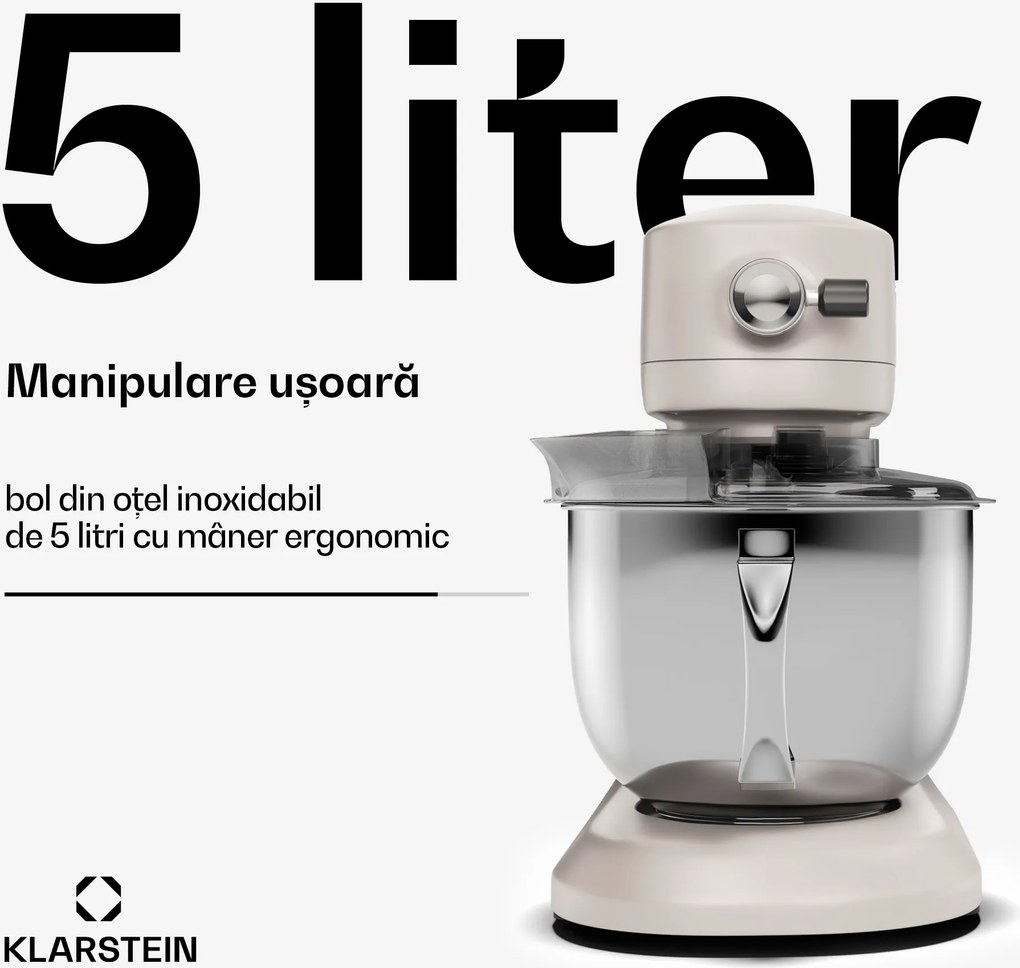 Klarstein Robot de bucătărie Chiara, 1600 W, 12 setări, Bol din oțel inoxidabil, Afișaj LCD, Accesorii incluse