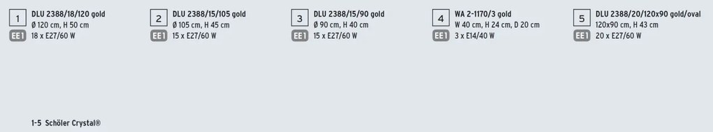 Aplica de perete cristal Schöler design de lux Sheraton 3L, 24K gold plated