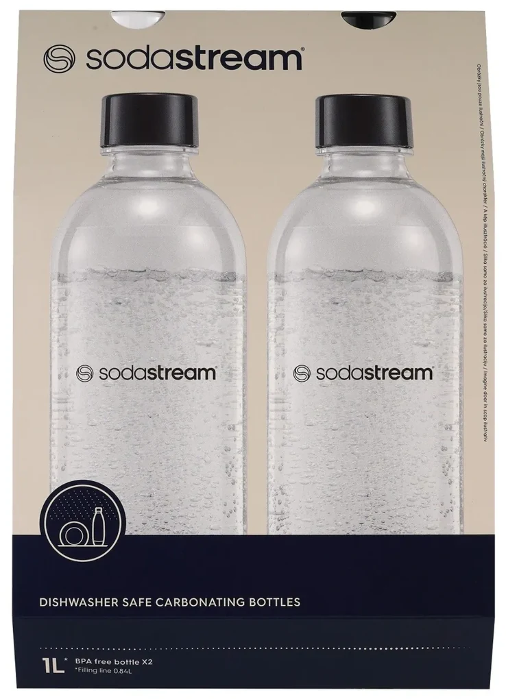 Set 2 sticle carbonatare, plastic, 1L, AlbNegru Sodastream 1042202400