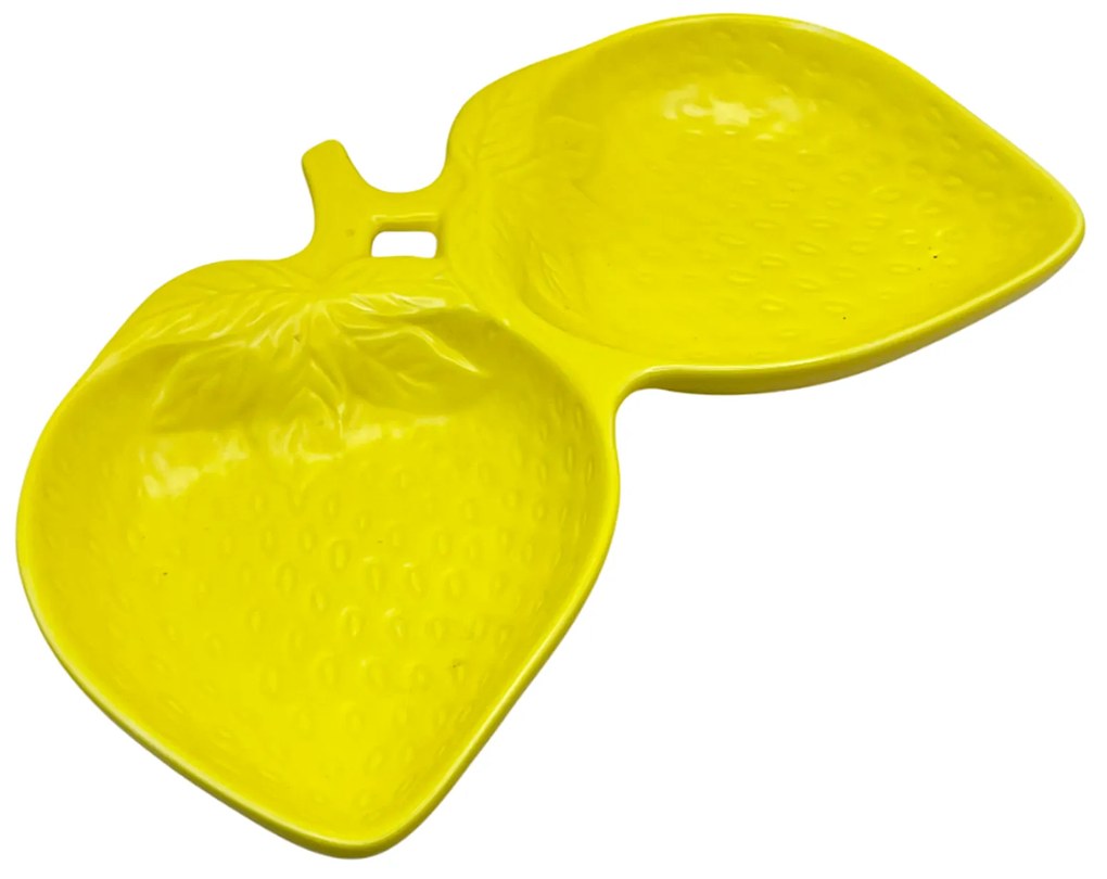 Platou compartimentat STRAWBERRY, Galben, 25x15cm