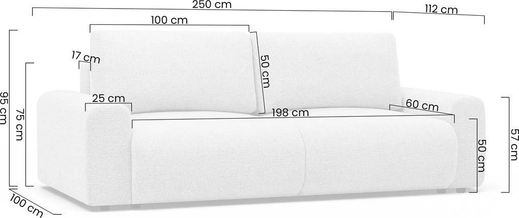 Canapea extensibilă Velamo - chenille bej deschis Bella 05
