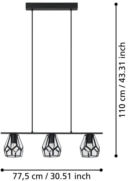 Lustră pe cablu MARDYKE 3xE27/40W/230V Eglo 43644