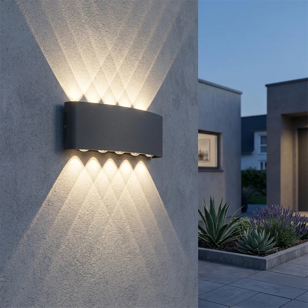 Lampă de perete pentru exterior gri închis incluzând LED 10 lumini IP54 - Silly