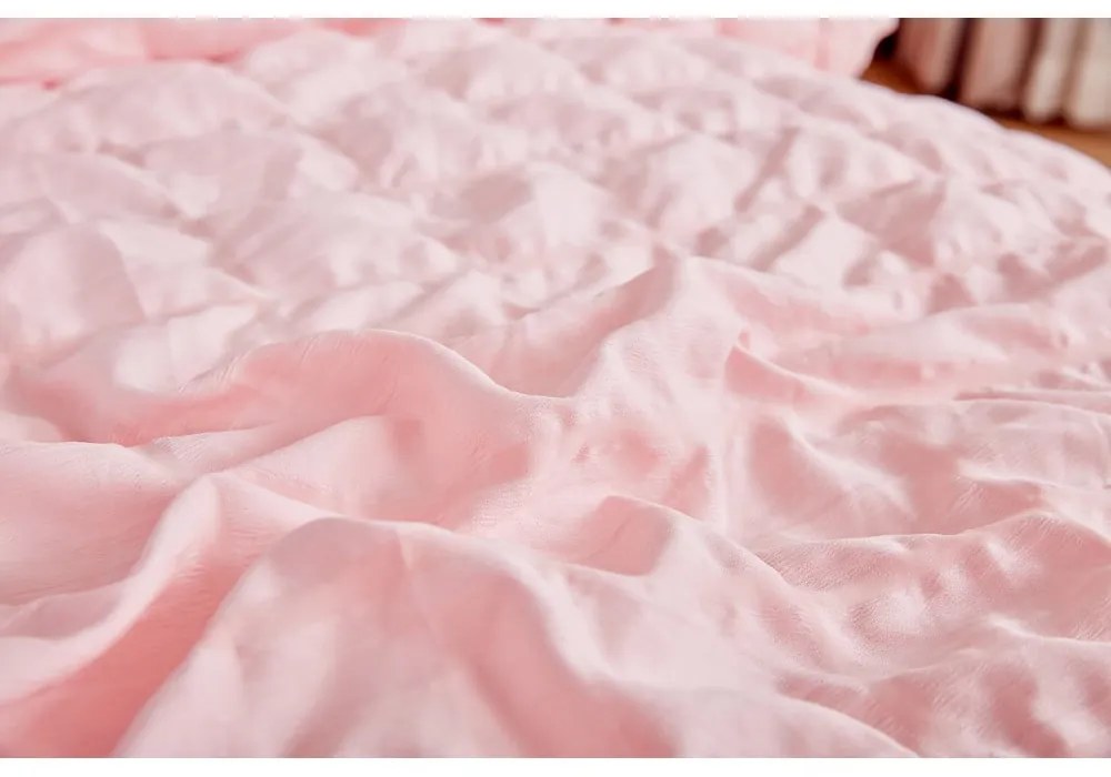 Lenjerie de pat roz din țesătură crep pentru pat de o persoană 140x200 cm Naomi – My House