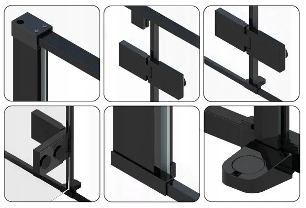 Cabina de dus dreptunghiulara Rea Fargo cu usa batanta 80x100 negru mat