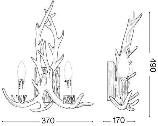 Aplică CHALET 2xE14/40W/230V coarne de cerb Ideal Lux