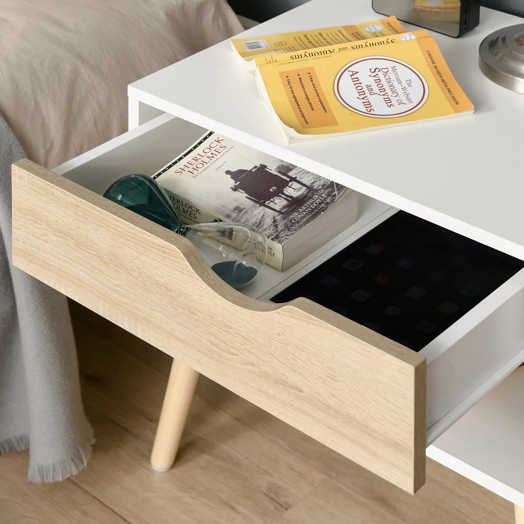 HOMCOM Comodă de noapte cu design scandinav elegant și practică, ideală pentru orice interior | Aosom Romania