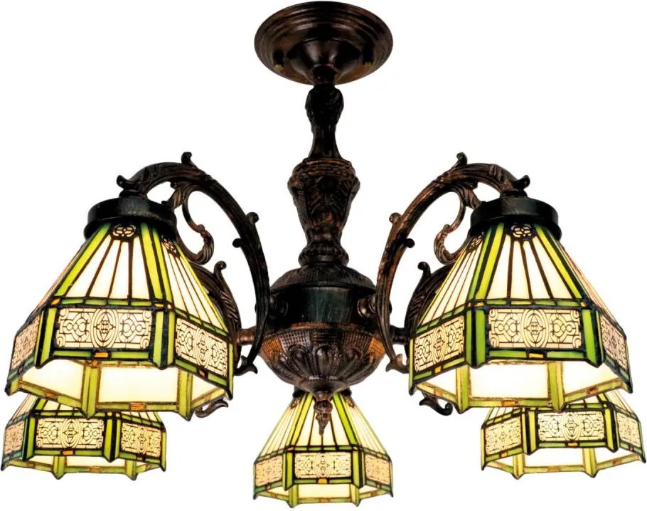 BRILAGI - lustru Tiffany cu vitralii aplicat EMERALD 5xE27/60W/230V diam. 60 cm