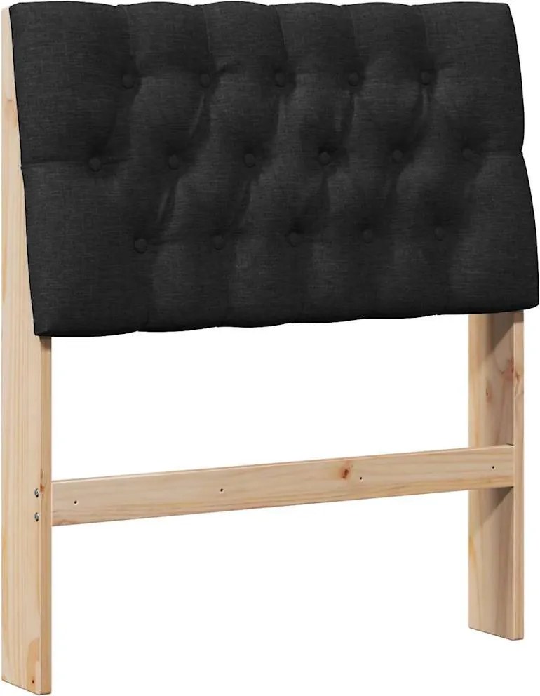 vidaXL Tăblie tapițată Negru 80 cm Lemn de pin masiv