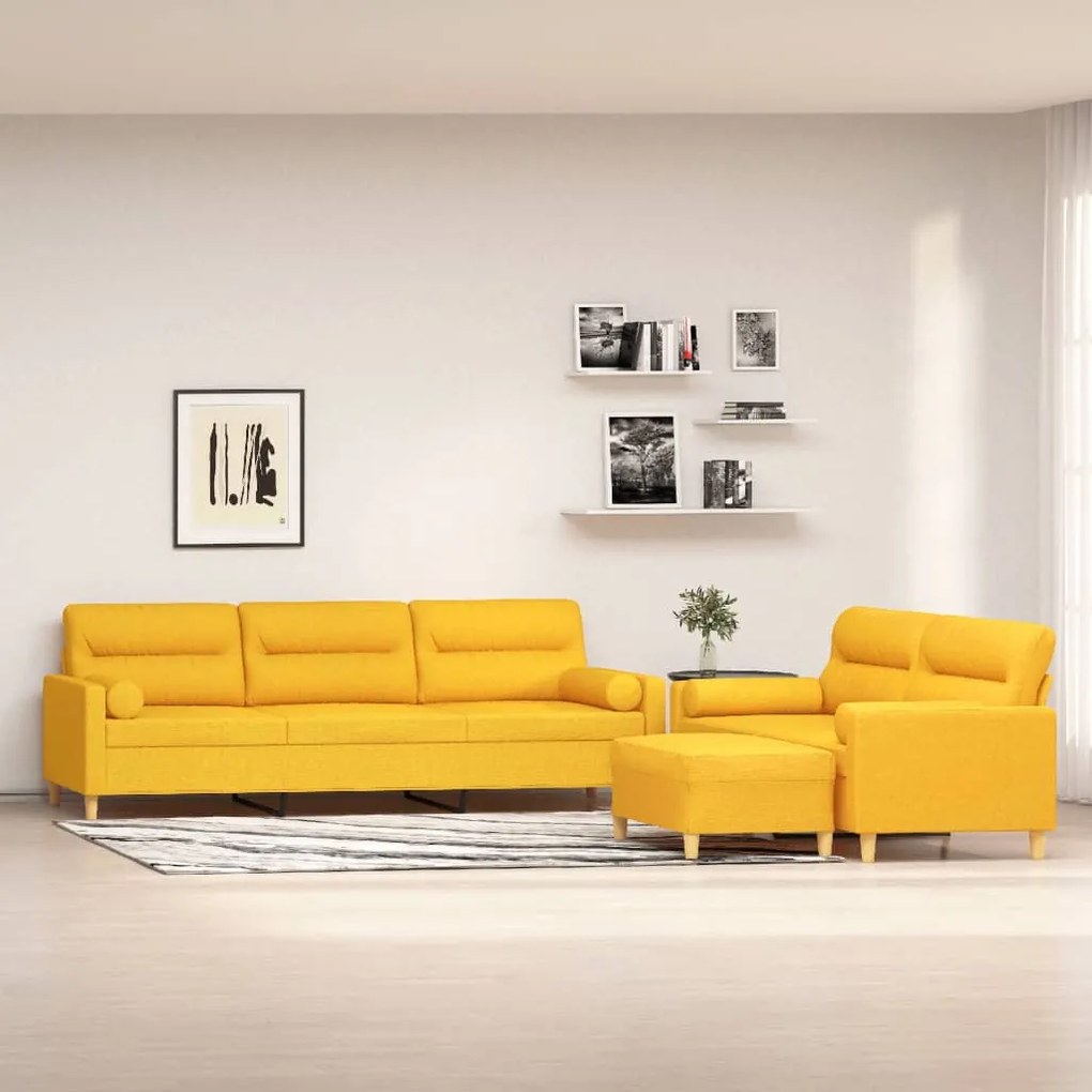 3153798 vidaXL Set canapea perne/perne decorative, 3 piese, galben, textil