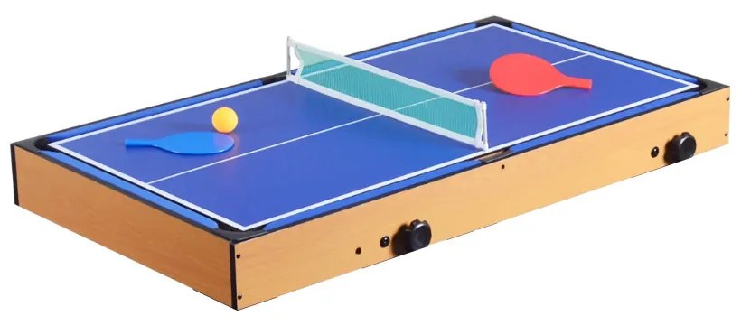 Masă de joc 4 în 1 pentru foosball, ping-pong, biliard și curling bowling