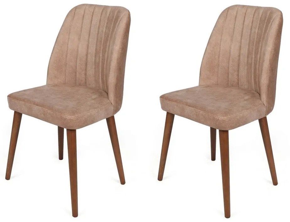 Set de scaune de sufragerie Alfa Beige și Walnut,2 buc.
