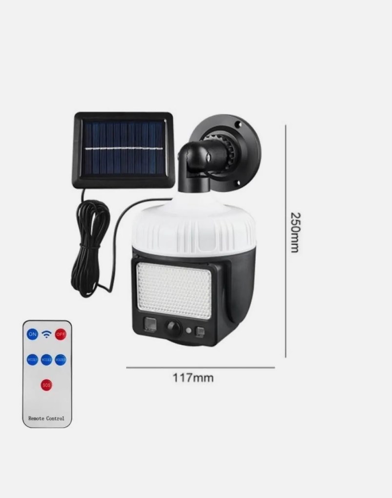 Set 3 bucati Lampa Solara Tip Camera Rotativa 360 Grade cu Panou Separata si Senzor de Miscare