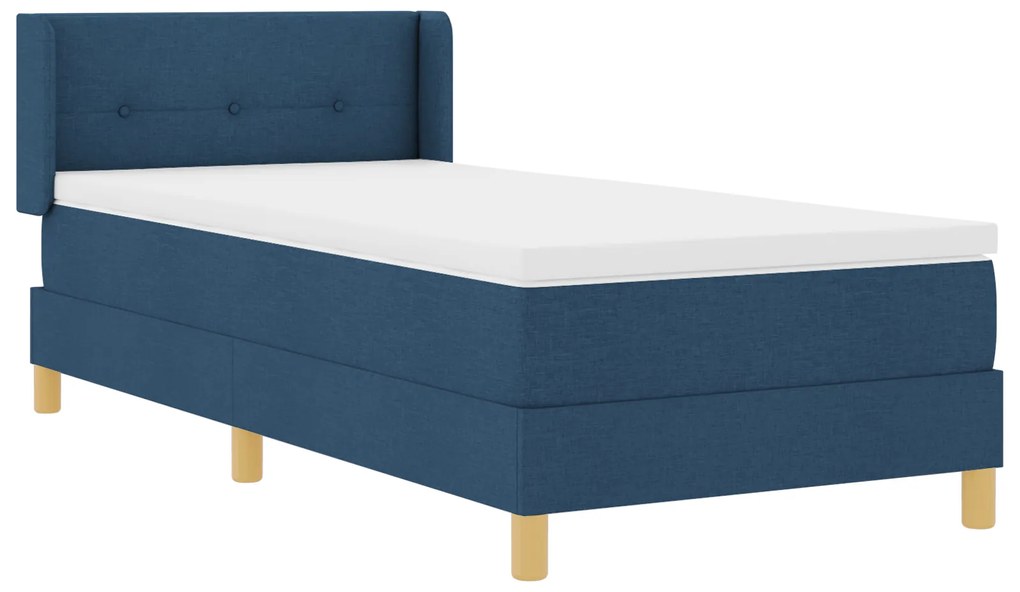 vidaXL Pat cu Saltea cu Arcuri albastru 100 x 200 cm țesătură