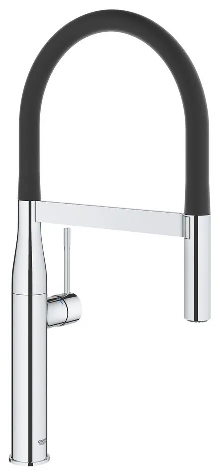 Baterie bucatarie cu pipa flexibila Grohe Essence negru - crom