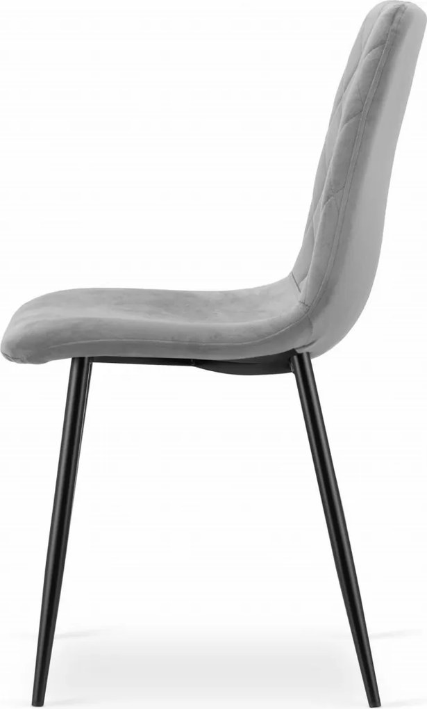 Scaun de catifea gri TURIN cu picioare negre