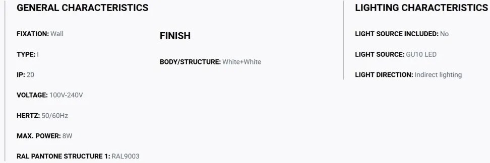 Aplica perete aluminiu striat alb, 2xGU10, SOLE round