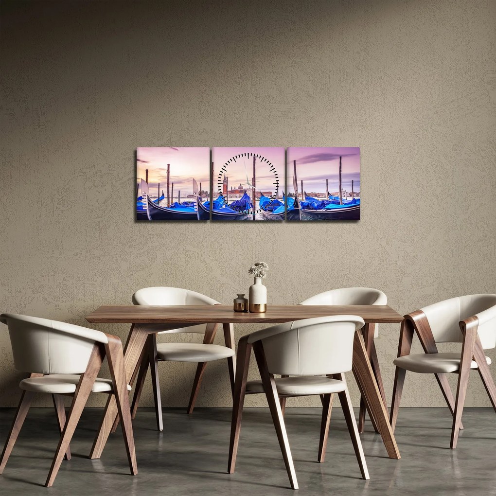 Tablou - Zorii în Veneția (cu ceas) (90x30 cm)