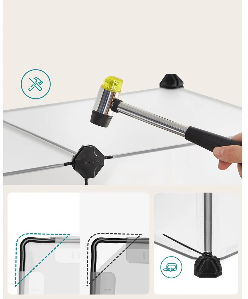 Țarc pentru animale mici din plastic transparent BEN, 125x63x42 cm, transparent SongmicsHome