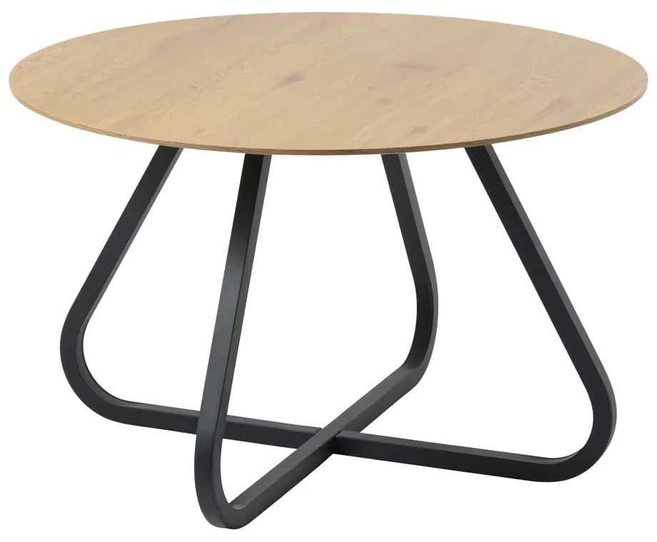 Masă de dining în culoare naturală rotundă cu blat cu aspect de lemn de stejar ø 120 cm Cesura – Unique Furniture