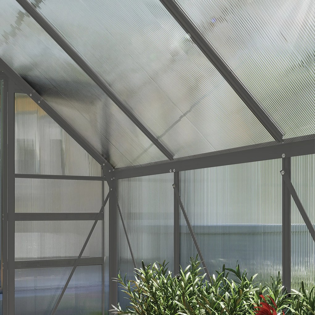 Outsunny Sera Walk-In Aluminiu & Policarbonat – Ventilatie si Jgheab | Aosom Romania