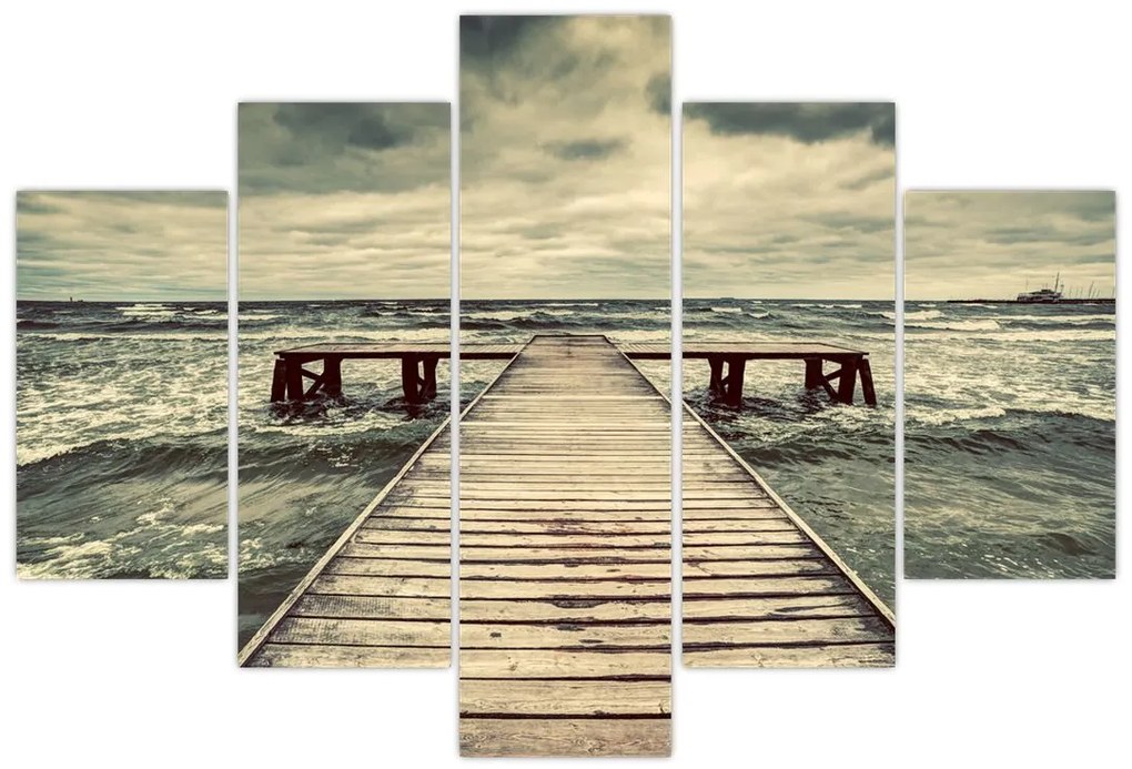 Tablou cu dig din lemn la mare (150x105 cm)