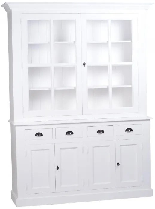 Vitrina, alb, din lemn de pin, dubla, aspect vintage, Classic