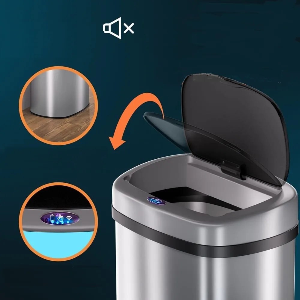 Monzana Coș de gunoi cu senzor DEUS, 58 litri, inox