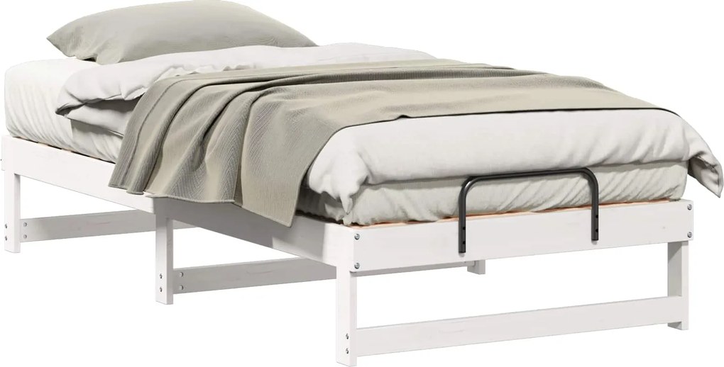 vidaXL Cadru de pat Alb 90 x 190 cm Lemn de pin masiv