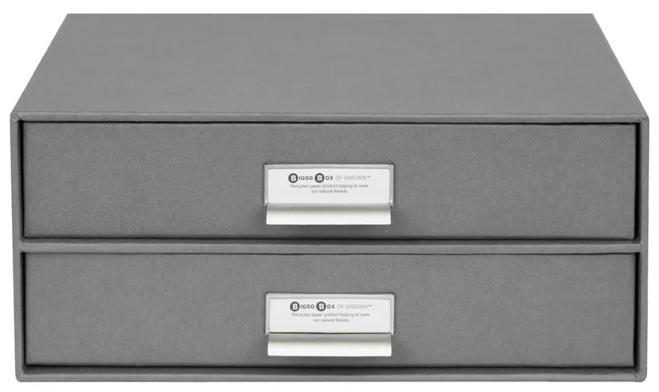 Organizator cu 2 sertare pentru documente Bigso Box of Sweden Birger, 33 x 22,5 cm, gri închis