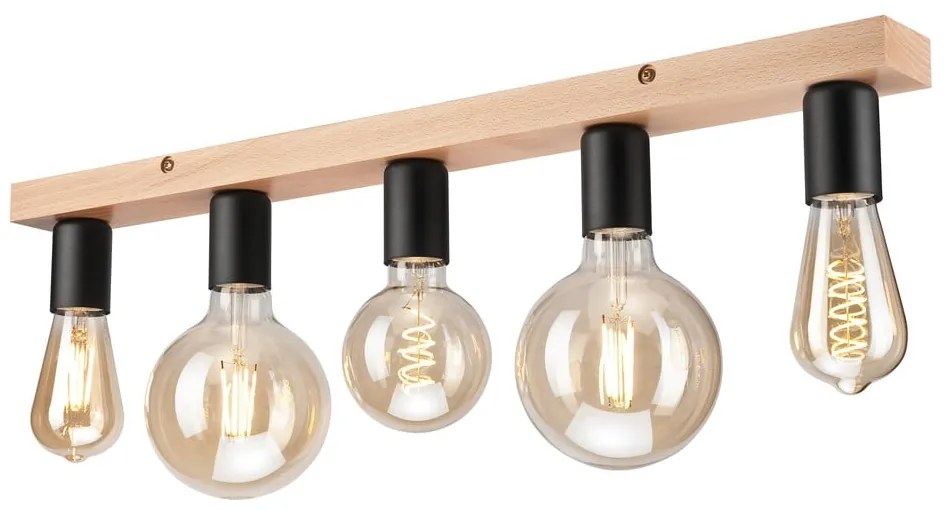 Plafonieră neagră/în culoare naturală - LAMKUR